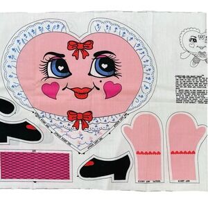 Vintage 1986 Springs Industries Heart Doll Cut N Sew Fabric Panel Pattern 1916